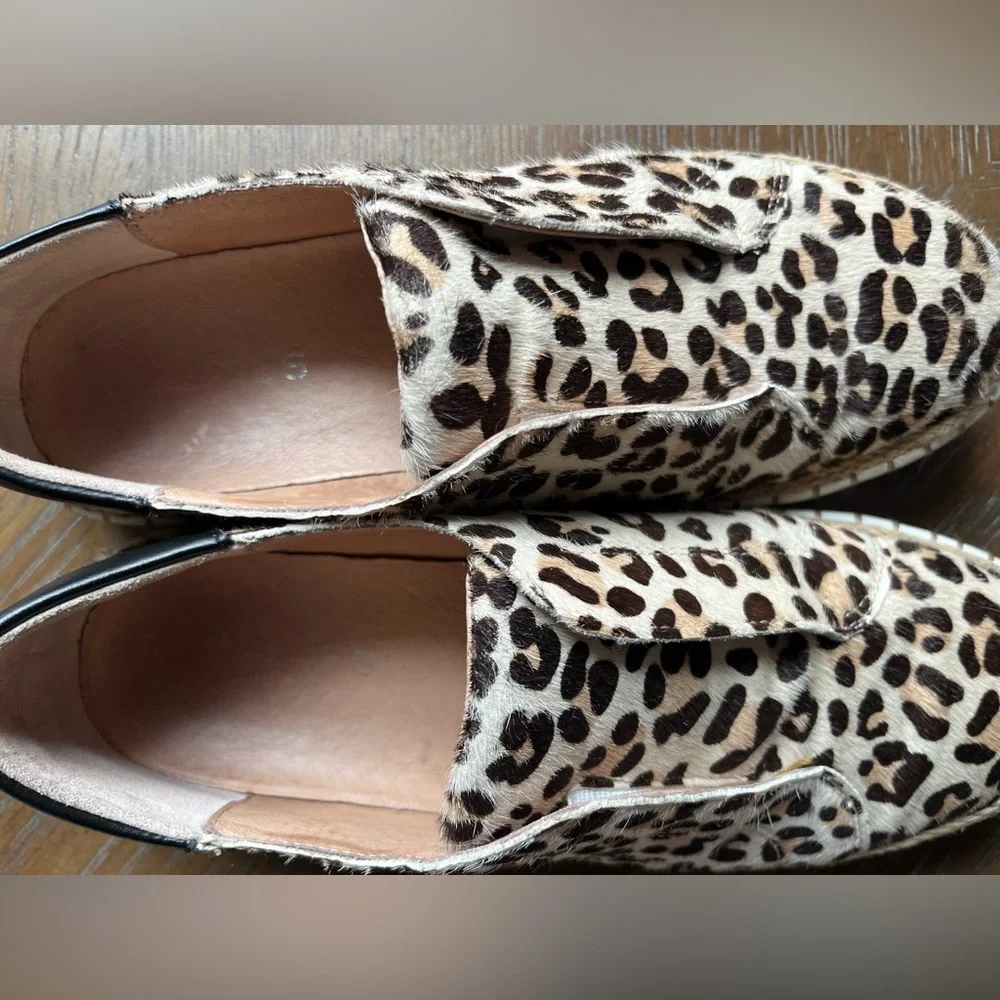 Anthropologie J Slides Leopard Print Leather Slip On Shoes Size 7.5 - Picture 6 of 11
